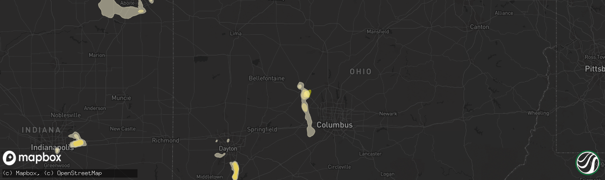 Hail map in Marysville, OH on September 4, 2015