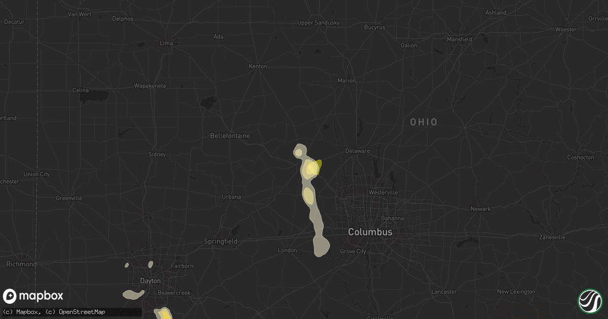 Hail map in Marysville, OH on September 4, 2015