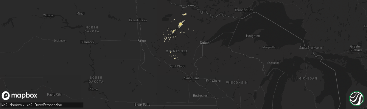 Hail map in Minnesota on September 4, 2015