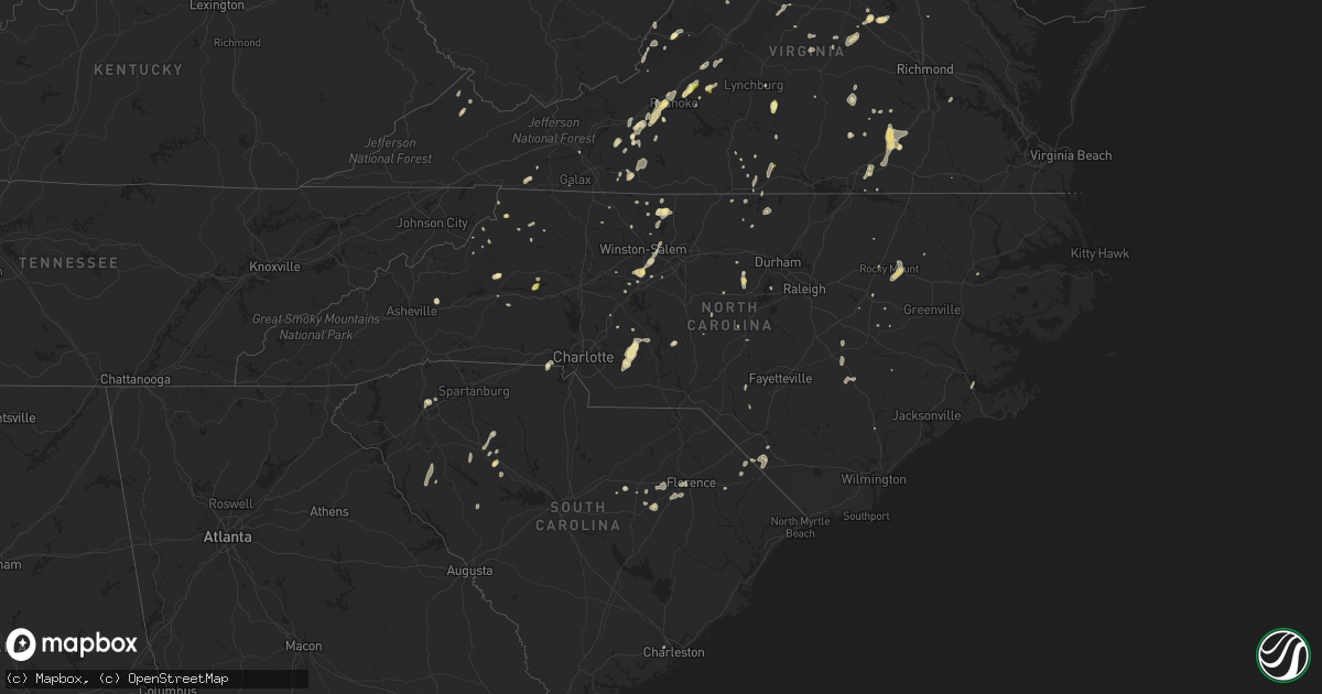 Hail map in North Carolina on September 4, 2015