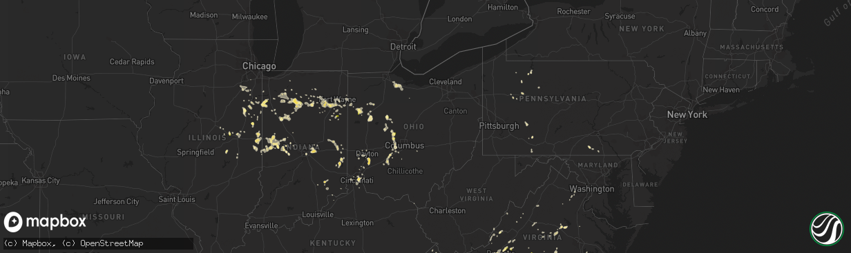 Hail map in Ohio on September 4, 2015