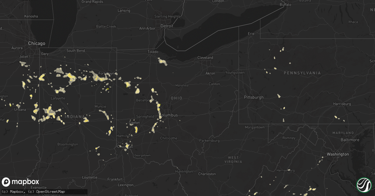 Hail map in Ohio on September 4, 2015