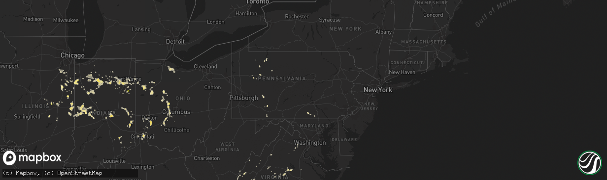 Hail map in Pennsylvania on September 4, 2015