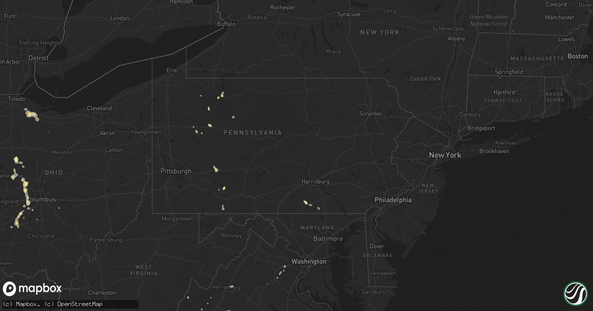 Hail map in Pennsylvania on September 4, 2015
