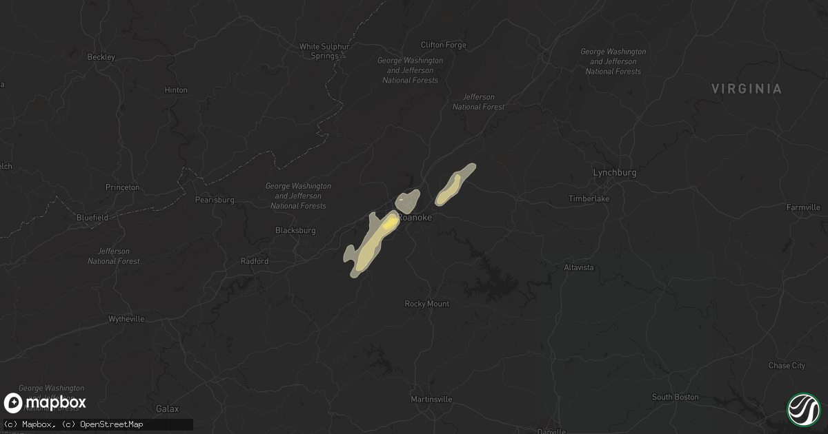 Hail map in Roanoke, VA on September 4, 2015