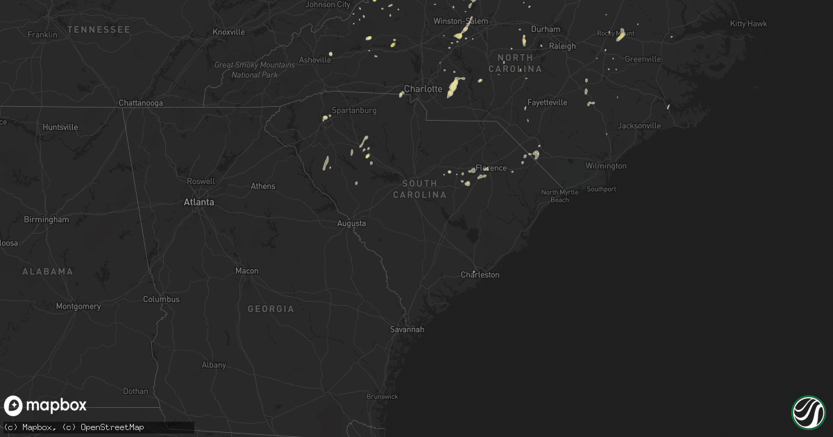 Hail map in South Carolina on September 4, 2015
