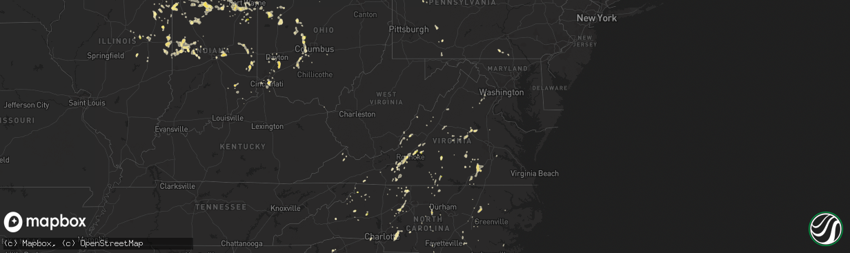 Hail map in Virginia on September 4, 2015