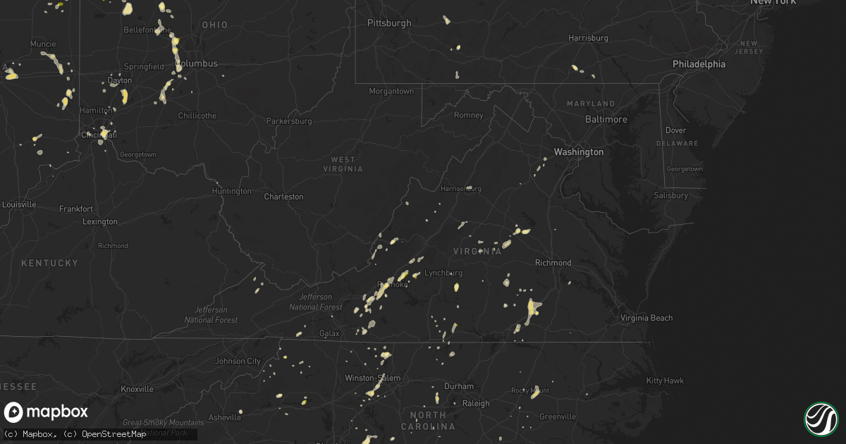 Hail map in Virginia on September 4, 2015