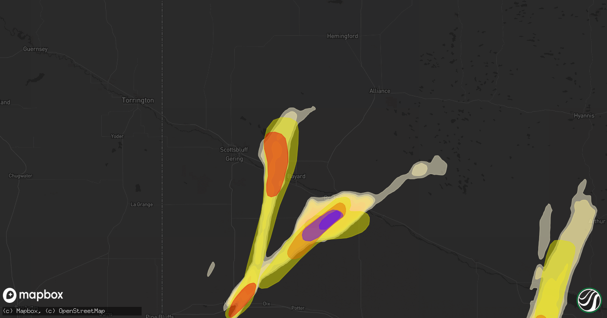 Hail map in Bayard, NE on September 4, 2016