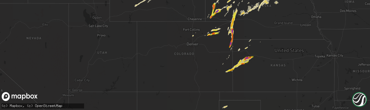 Hail map in Colorado on September 4, 2016