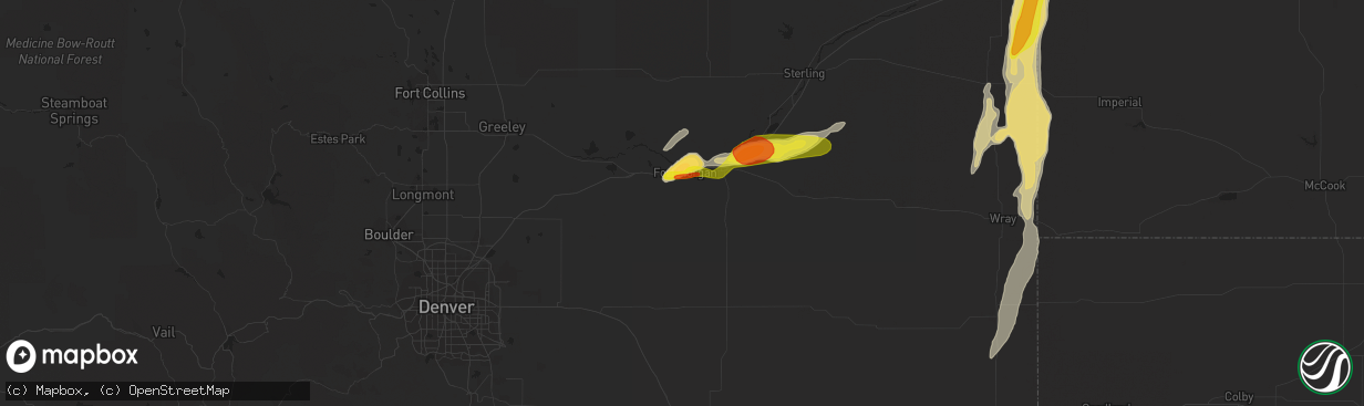 Hail map in Fort Morgan, CO on September 4, 2016