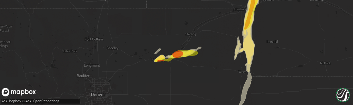 Hail map in Hillrose, CO on September 4, 2016