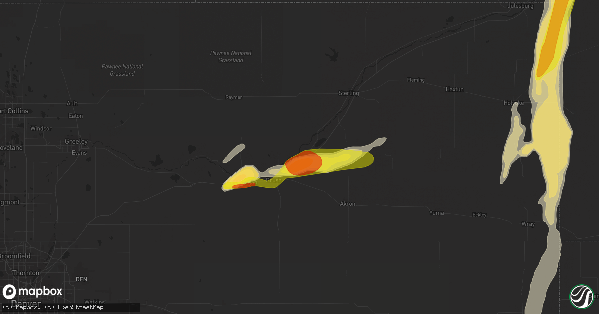 Hail map in Hillrose, CO on September 4, 2016