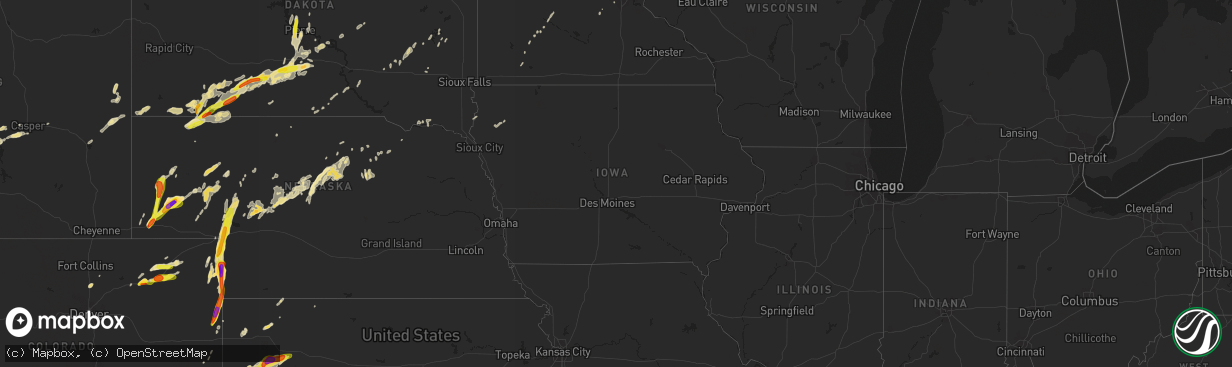 Hail map in Iowa on September 4, 2016