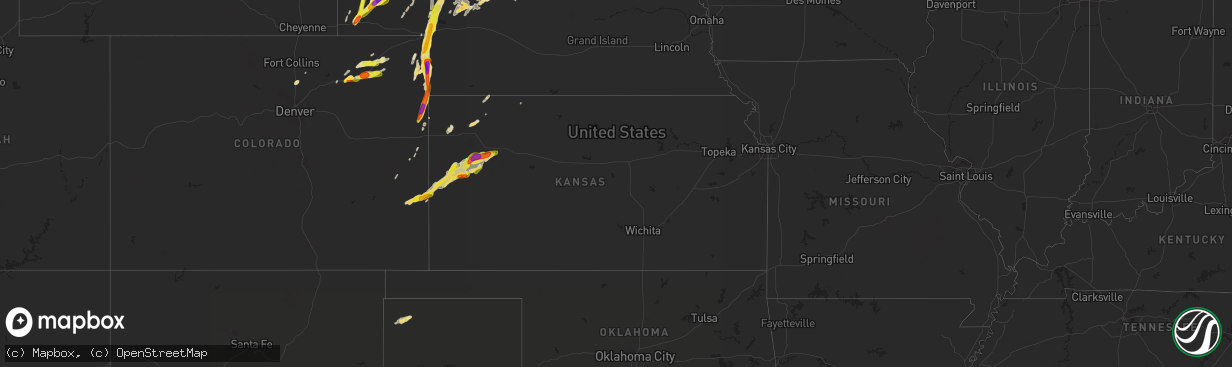 Hail map in Kansas on September 4, 2016