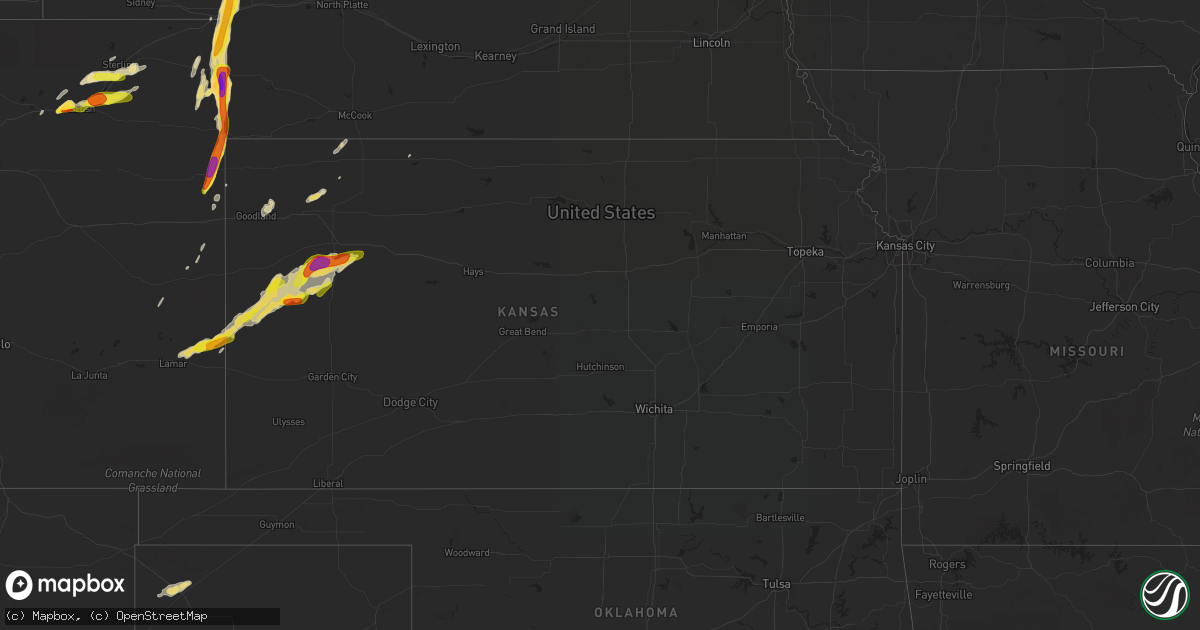 Hail map in Kansas on September 4, 2016