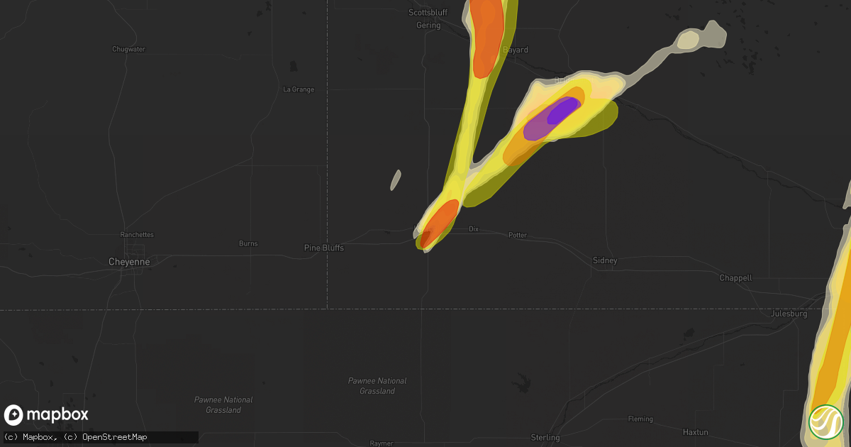 Hail map in Kimball, NE on September 4, 2016