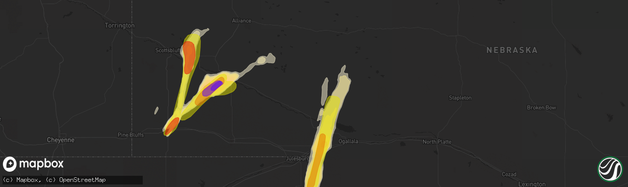 Hail map in Lewellen, NE on September 4, 2016