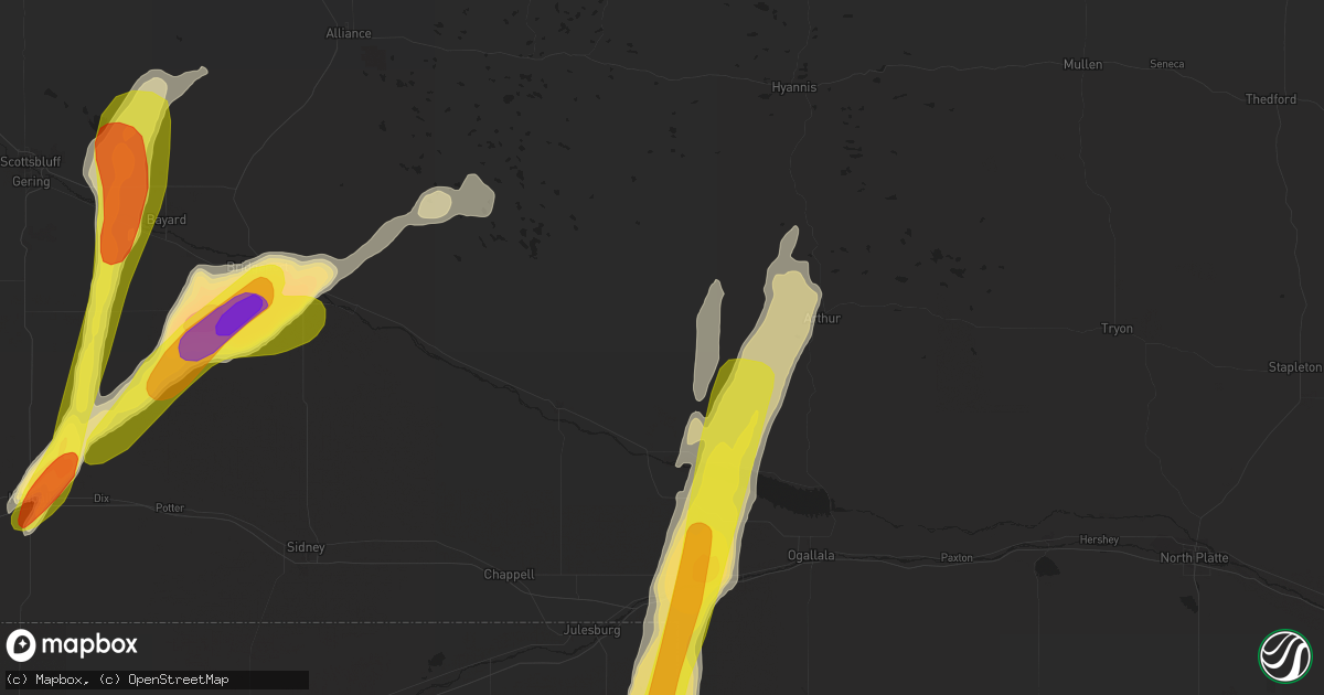 Hail map in Lewellen, NE on September 4, 2016