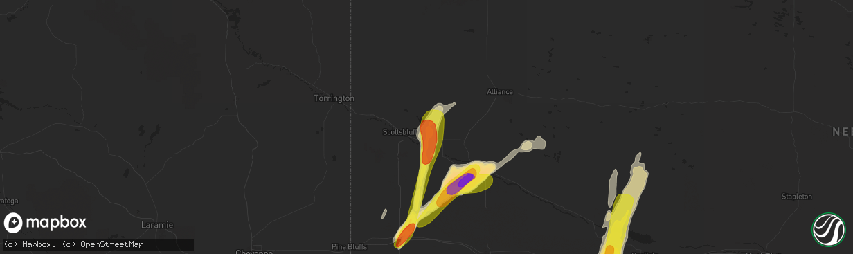 Hail map in Minatare, NE on September 4, 2016