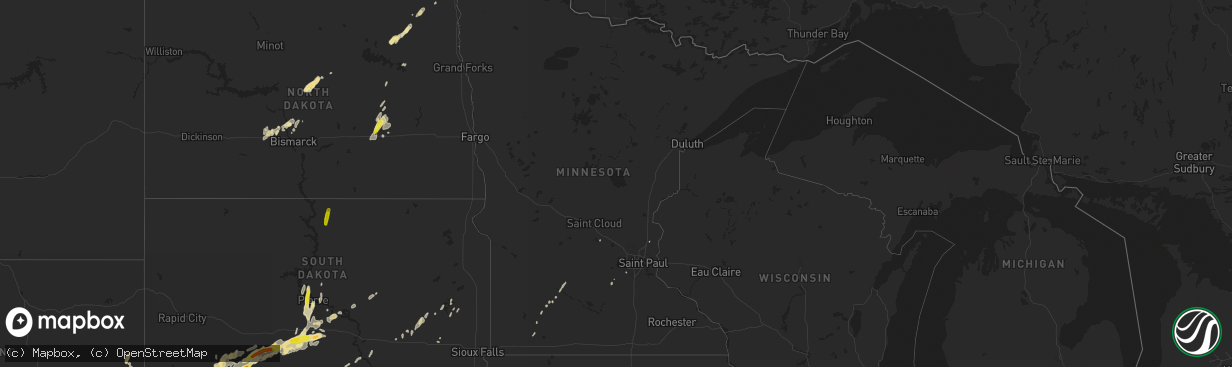 Hail map in Minnesota on September 4, 2016