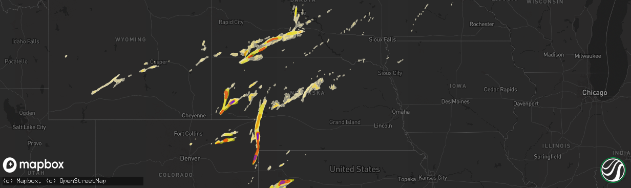 Hail map in Nebraska on September 4, 2016