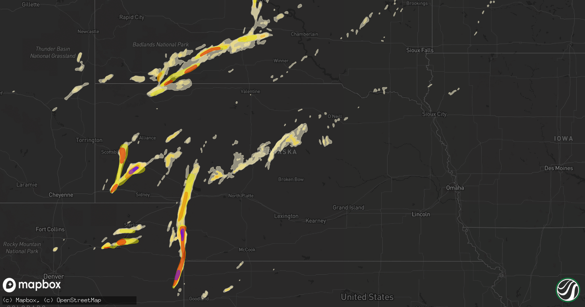 Hail map in Nebraska on September 4, 2016