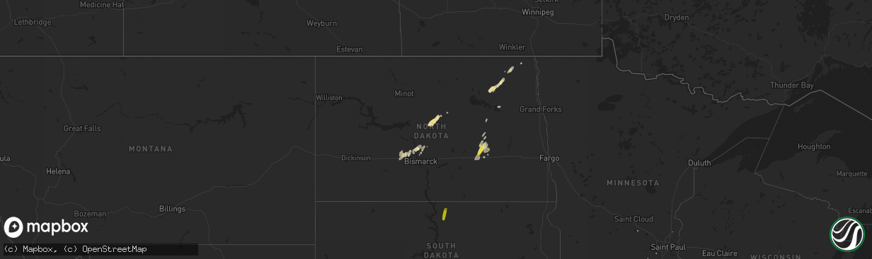 Hail map in North Dakota on September 4, 2016