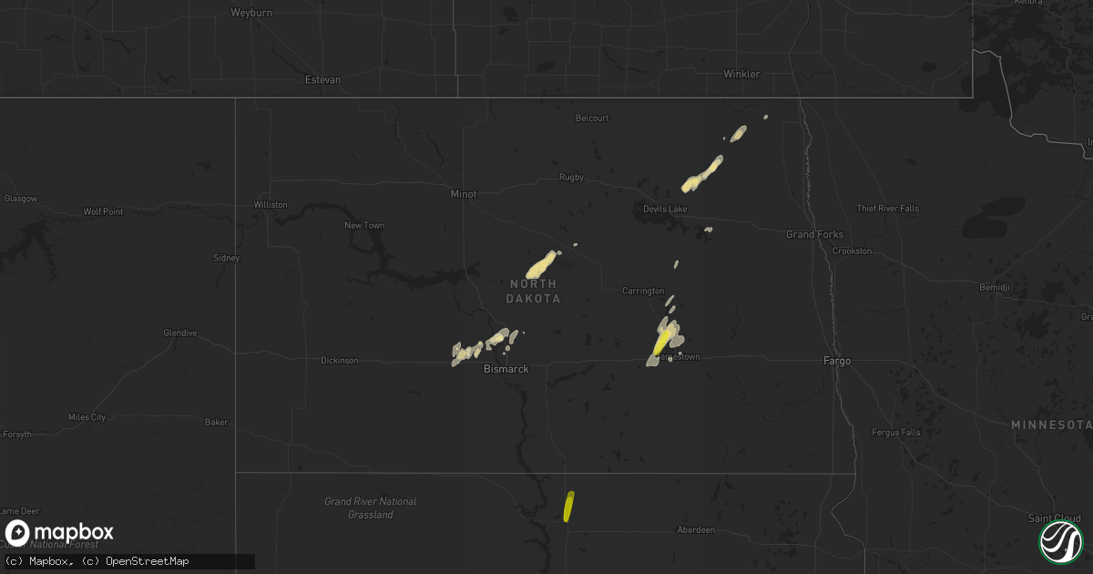 Hail map in North Dakota on September 4, 2016