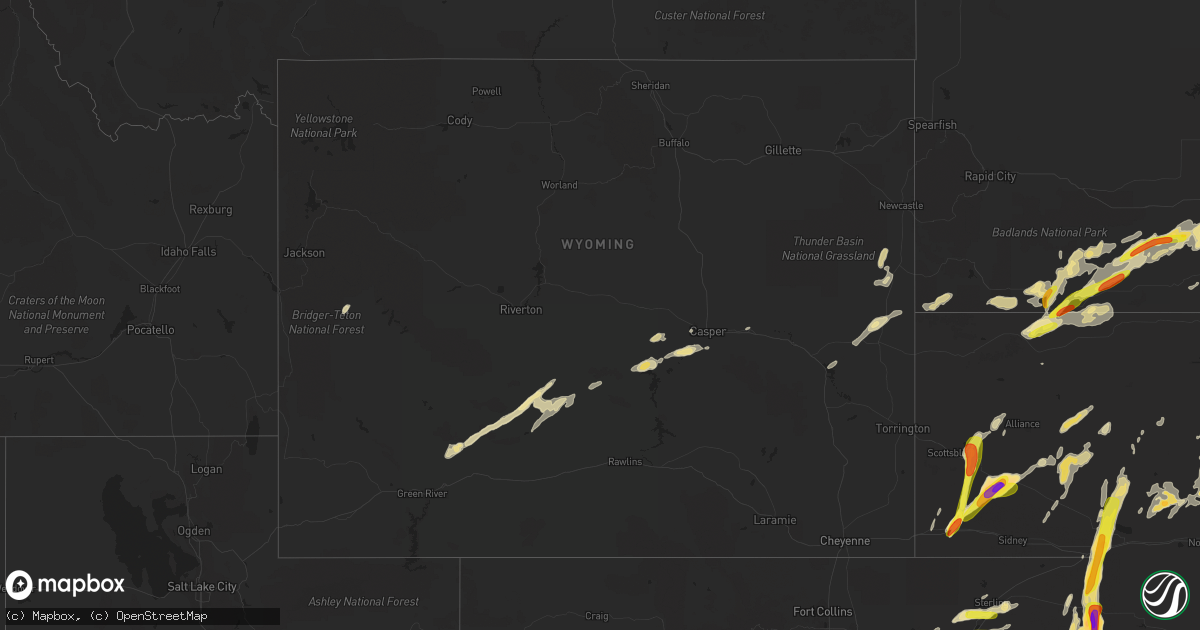 Hail map in Wyoming on September 4, 2016