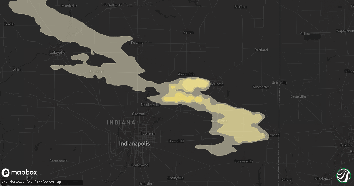 Hail map in Anderson, IN on September 4, 2017