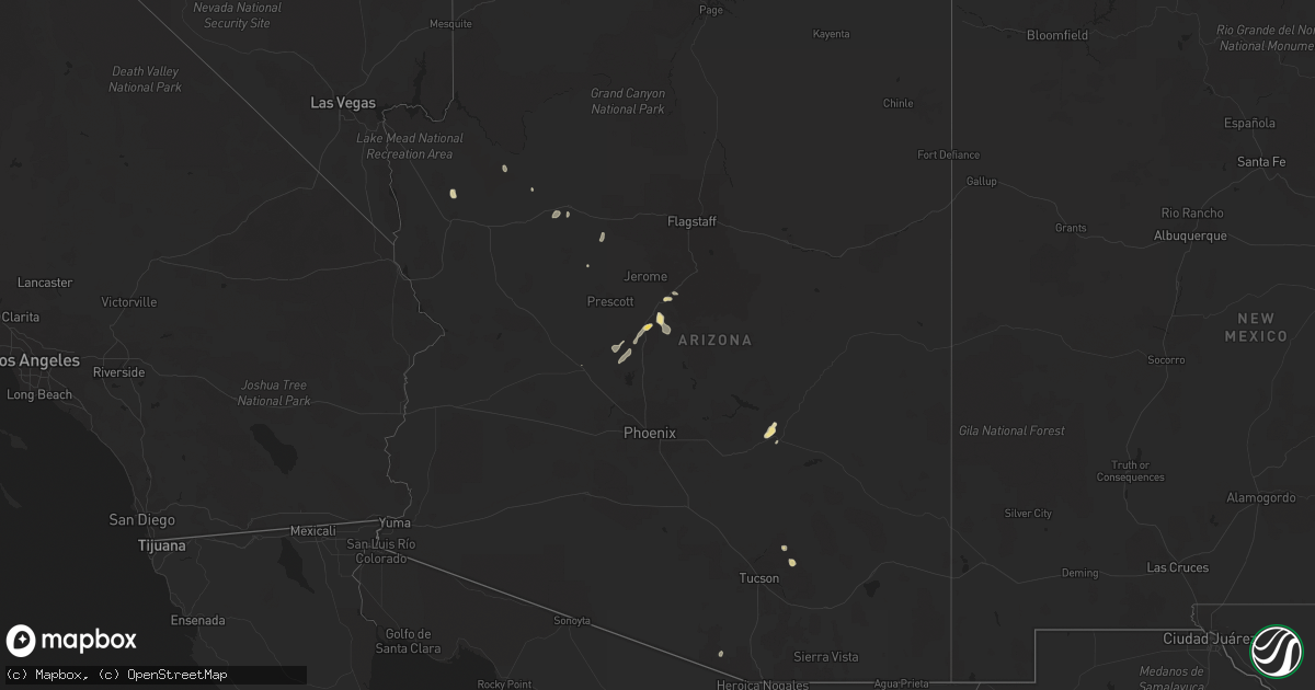 Hail map in Arizona on September 4, 2017