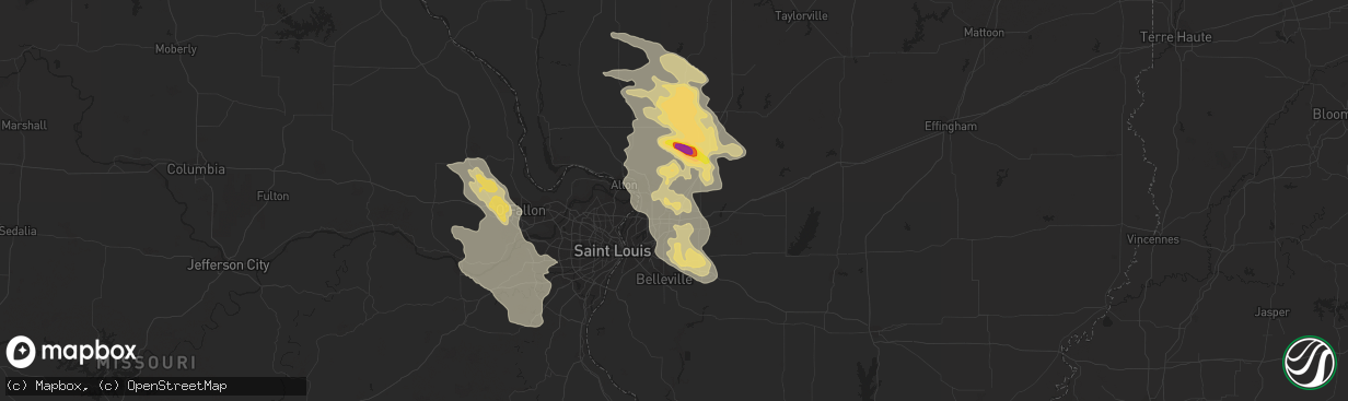 Hail map in Edwardsville, IL on September 4, 2017