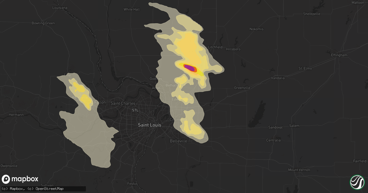 Hail map in Edwardsville, IL on September 4, 2017