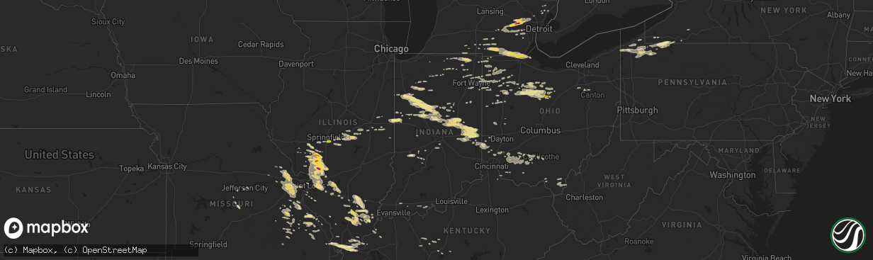 Hail map in Indiana on September 4, 2017