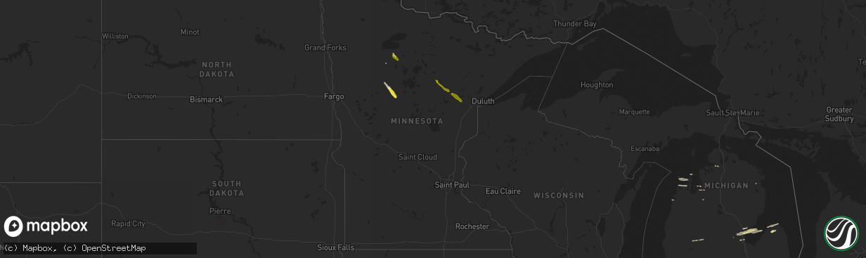 Hail map in Minnesota on September 4, 2017