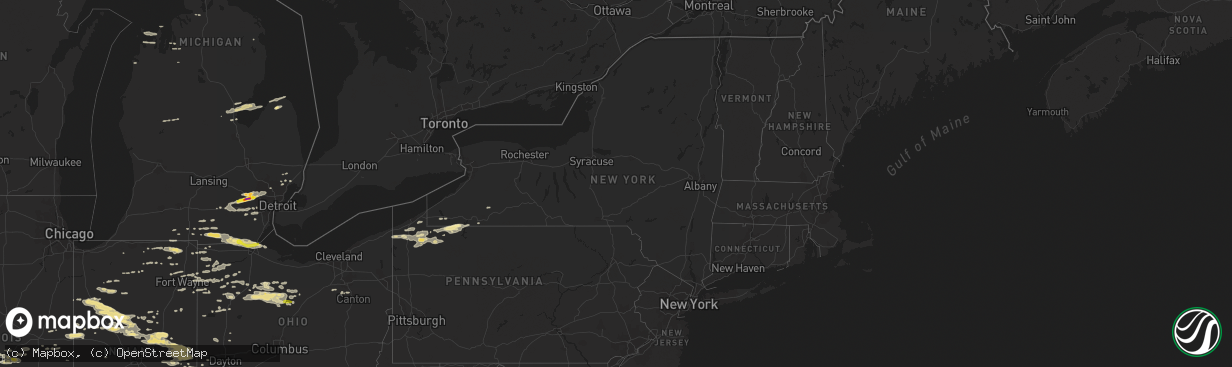 Hail map in New York on September 4, 2017