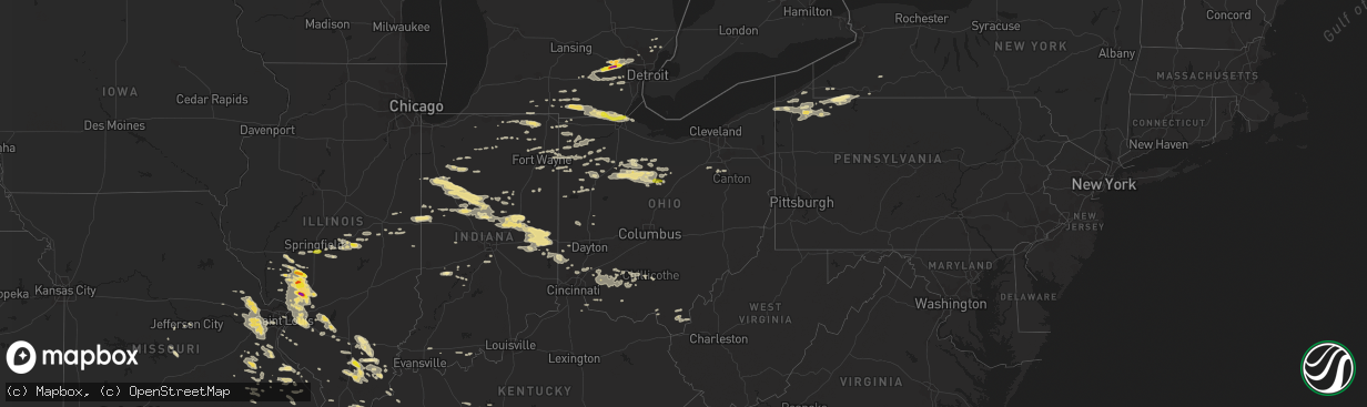 Hail map in Ohio on September 4, 2017