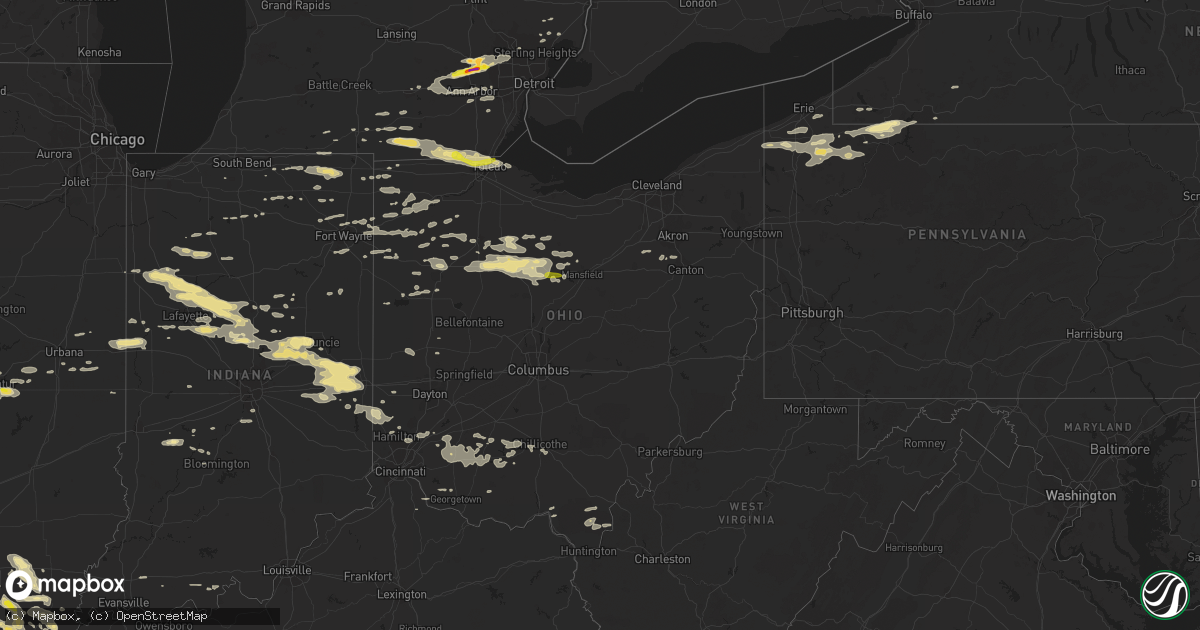 Hail map in Ohio on September 4, 2017