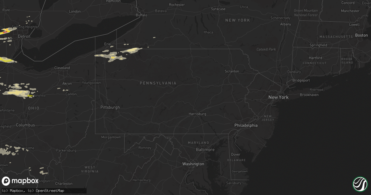 Hail map in Pennsylvania on September 4, 2017