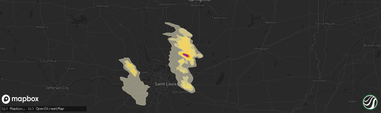 Hail map in Staunton, IL on September 4, 2017