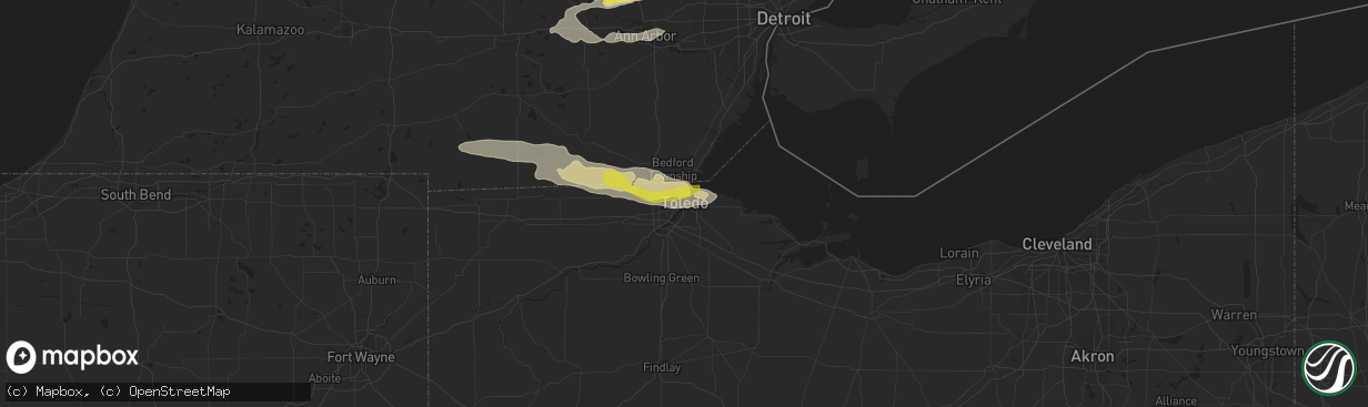 Hail map in Toledo, OH on September 4, 2017