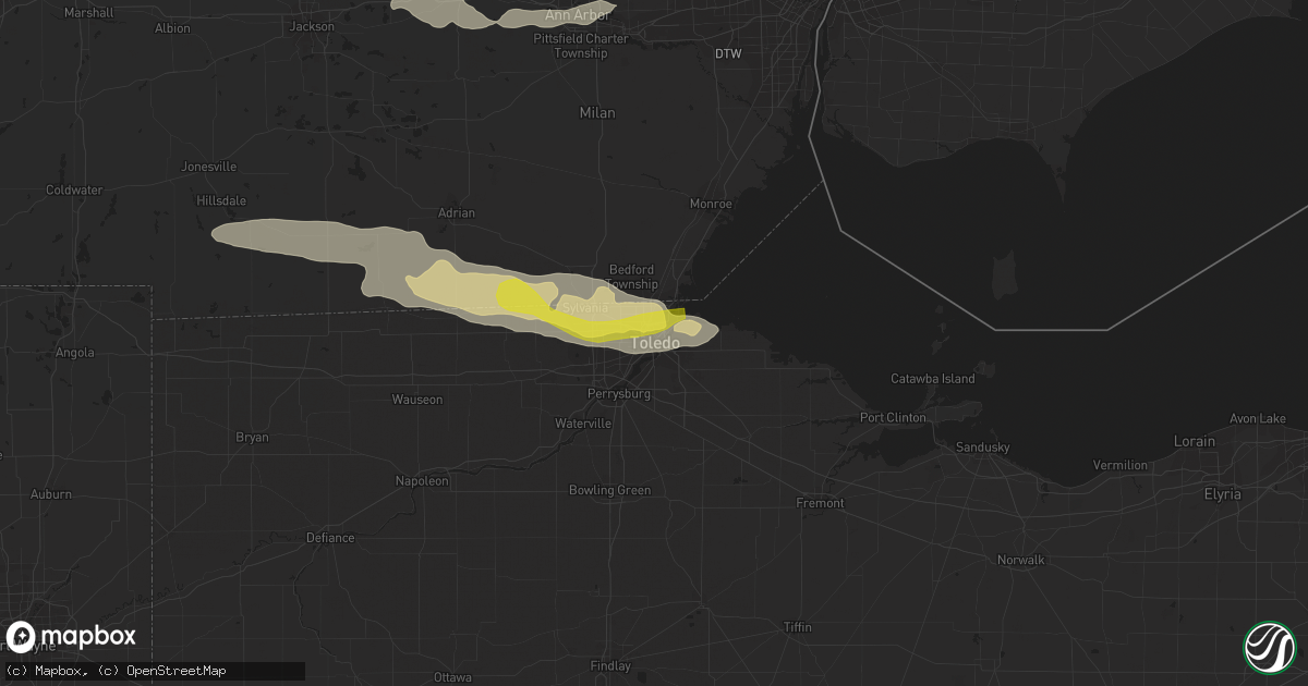 Hail map in Toledo, OH on September 4, 2017