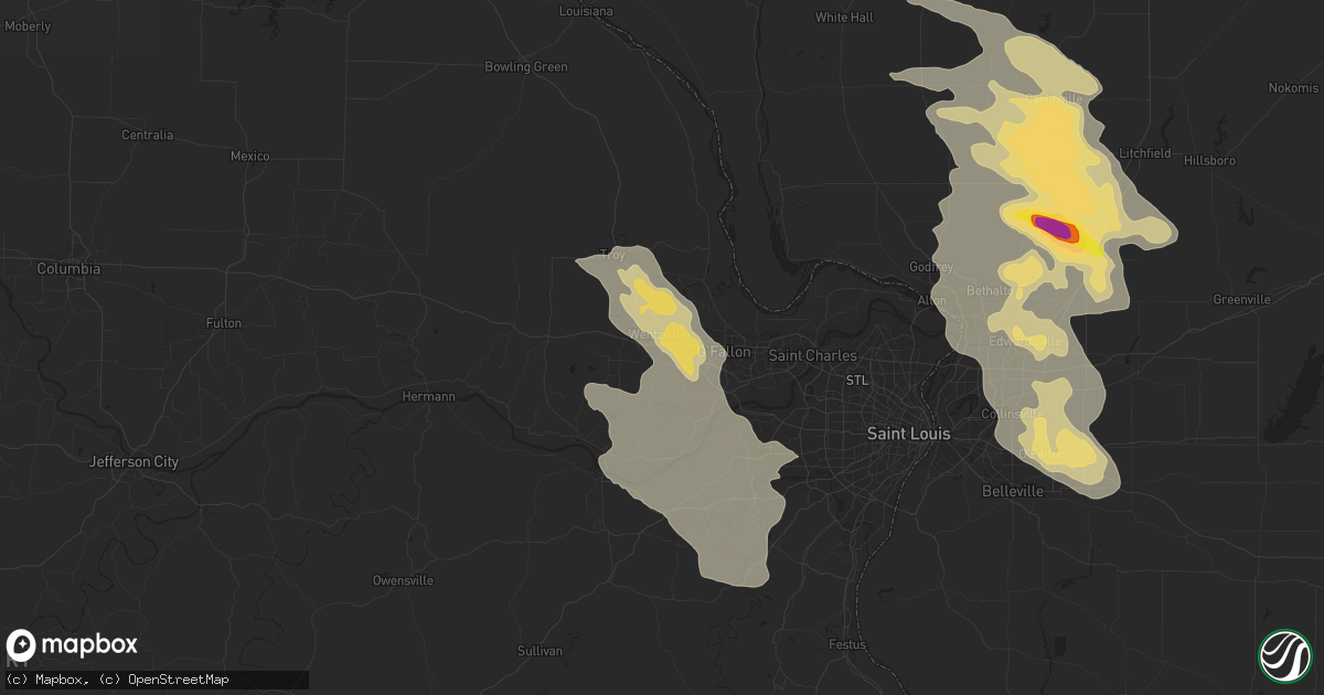 Hail map in Wentzville, MO on September 4, 2017