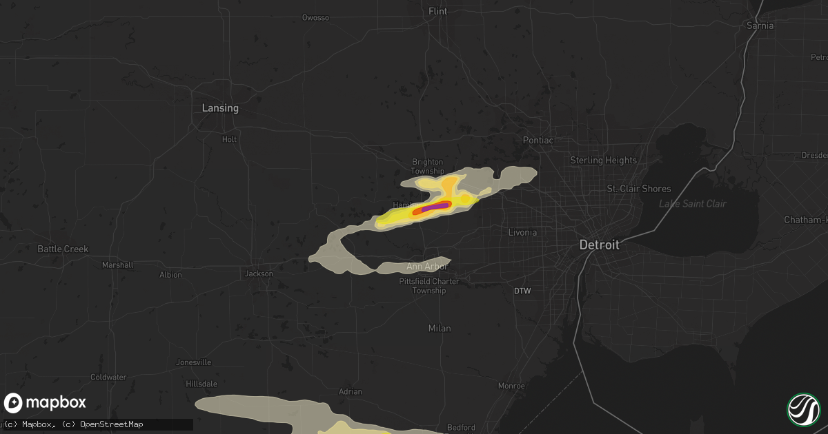 Hail map in Whitmore Lake, MI on September 4, 2017