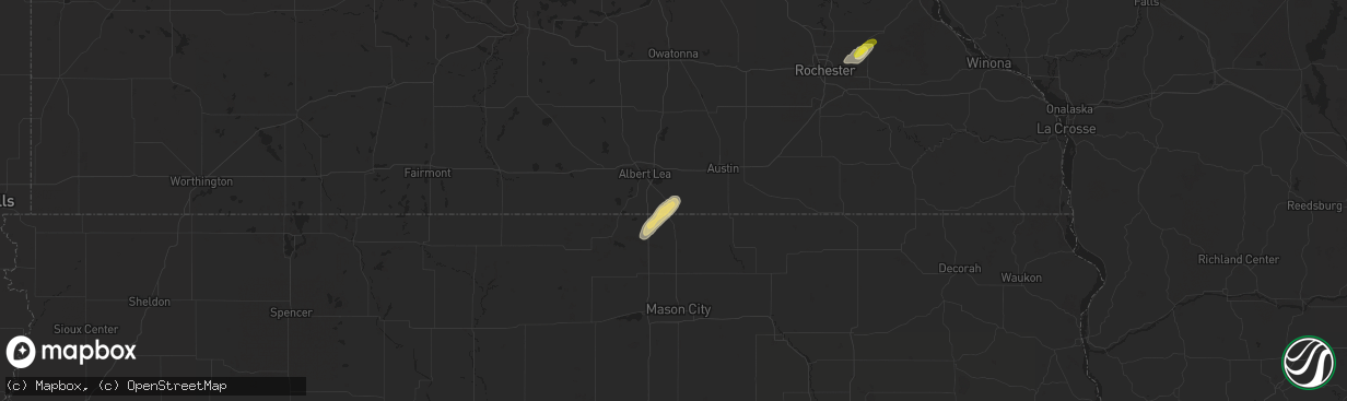 Hail map in Glenville, MN on September 4, 2018