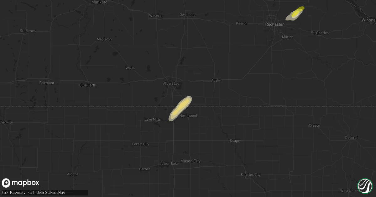 Hail map in Glenville, MN on September 4, 2018