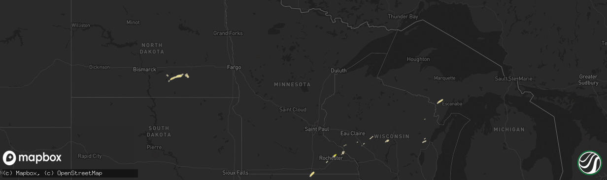 Hail map in Minnesota on September 4, 2018