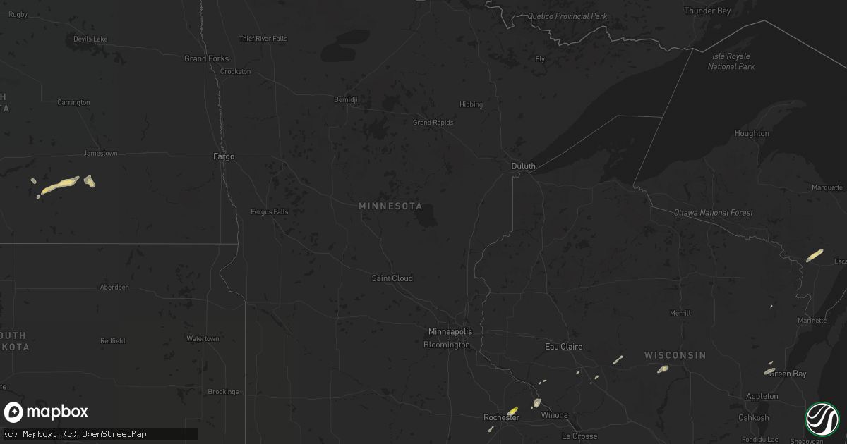 Hail map in Minnesota on September 4, 2018