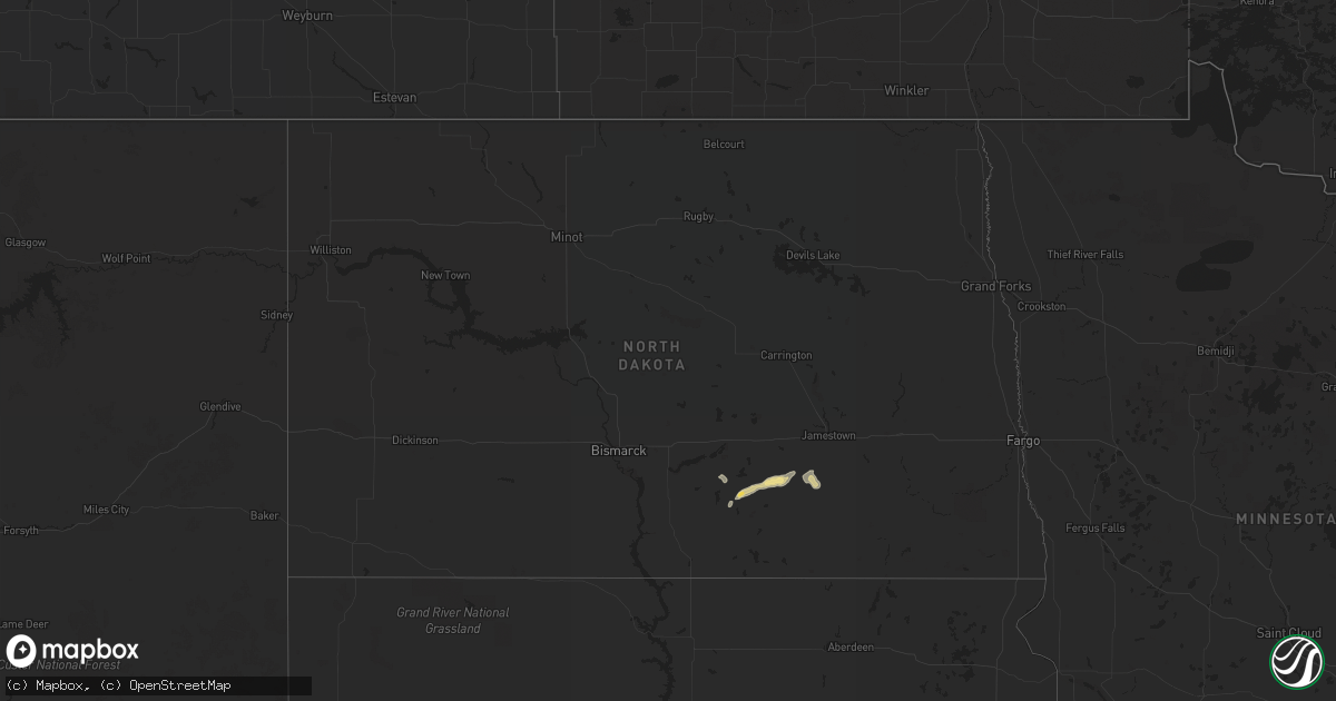 Hail map in North Dakota on September 4, 2018